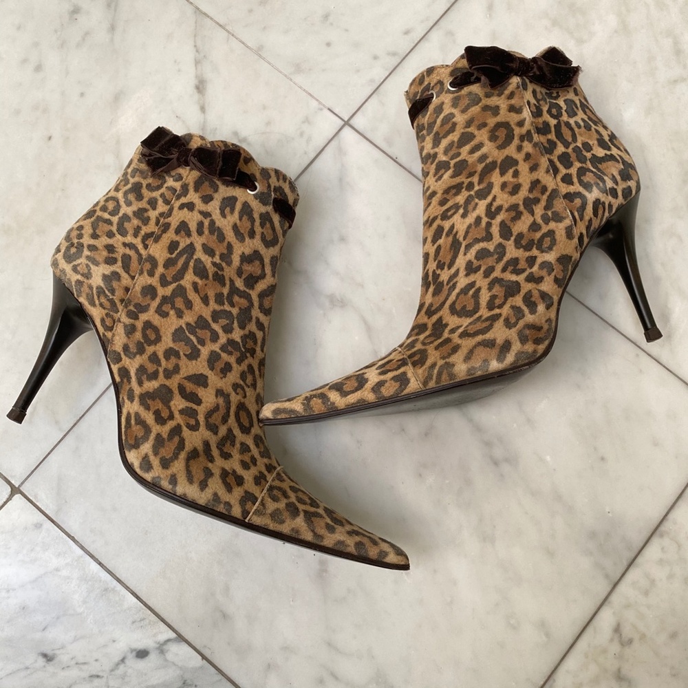 Italian Animal Print Leopard Boots 37/ US 7